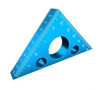 Righello angolare triangolare, 7,6 cm, quadrato in lega di alluminio ispessito, metrico per imperiale 45 90 gradi, per sega da tavolo per la lavorazione del legno (blu)