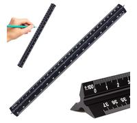 Righello architettonico, scala triangolare, righello da 30 cm, standard, per architetti, studenti, disegnatori e ingegneri, nero (1:100, 1:200, 1:250, 1:300, 1:400, 1:500)