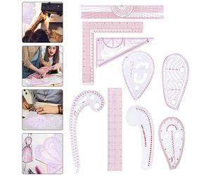 Righello da cucito in plastica con righello smussato trasparente 9 pezzi per