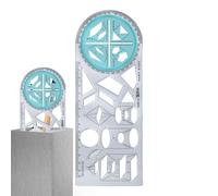 Righello da disegno geometrico, modello multifunzione da 24 cm, strumento di apprendimento matematico, set di righelli di misurazione con struttura in ABS resistente e design accurato della guida