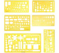 Righello da Disegno Multiuso in Plastica Arancia 6 Pezzi | Modelli Diversi, Leggero e Portatile, Grafici Differenti, per Costruzione e Rete, Non Facile da Rompere