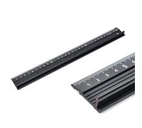 Righello da taglio in alluminio con impugnatura rialzata, 30 cm, righello di sicurezza multifunzionale per misurare la lunghezza (nero)