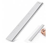 Righello da taglio in alluminio da 30 cm, con bordo rialzato di sicurezza e base antiscivolo, per lavori di precisione, fai da te, taglio tessuti e strumento di misurazione tecnica