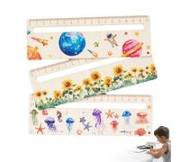 Righello di lettura della finestra - Righello del colore con centimetri e pollici per lo studente | Strisce di lettura guidate con motivo oceaniche | Strumento educativo in legno KIDS ANDD