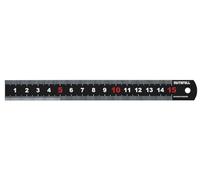 Righello di misurazione Faithfull da 150 mm (6 pollici) - Righello in acciaio inox nero opaco con graduazioni metriche chiare e foro per appenderlo