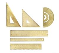 Righello di misurazione in ottone con goniometro triangolare e scala trasparente per strumenti da disegno per lo studio e lo strumento di misurazione della cartografia, doppia unità (E)