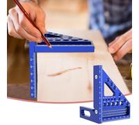 Righello di misurazione multifunzione 3D in lega di alluminio, 200 mm, con guida angolare da 22,5° a 90°, per lavorazione del legno, ingegneria e costruzione, blu