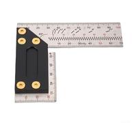 Righello di posizionamento a 90 gradi, 100 mm, in acciaio inox, con graduazioni chiare e marcatura dei fori rotondi, base stabile per la realizzazione di mobili e progetti di ristrutturazione