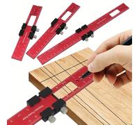 Righello di Precisione da Tasca in Metallo con Ferma Misura e Marcatura Righello Metrico Pollici Strumenti di Misurazione per Scriba Misurare - Lega di Alluminio - 160mm