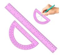 Righello E Goniometro Per Aula - 2 Pezzi Di Cancelleria Per L'insegnamento Della Matematica | Kit Geometria Righello Goniometro | Misurazione Di Lunghezze E Angoli Per Studenti Domestici, Insegnanti,