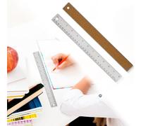 Righello in acciaio inossidabile da 30,5 cm con retro in sughero antiscivolo per misurare, incisione trasparente cm/in segni, foro per appendere per la conservazione, per disegnare (40 cm)