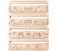 Righello in Legno Personalizzato con Segnalibro, Righello da Lettura Inciso Nome e Data, Regalo Studenti,18 * 5CM
