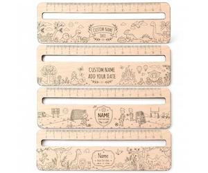 Righello in Legno Personalizzato con Segnalibro, Righello da Lettura Inciso Nome e Data, Regalo Studenti,18 * 5CM