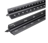 Righello in metallo, 2 righelli triangolari in alluminio, per architetti e ingegneri: 1:20, 1:25, 1:50, 1:75, 1:100, 1:125/1:100, 1:200, 1:250, 1:300, 1:400, 1:500