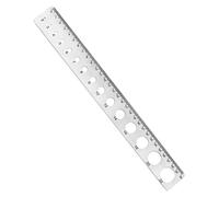 Righello in metallo robusto resistente alla corrosione, design a doppio foro, disegno tecnico professionale, progetti di costruzione, righello in acciaio inossidabile con fori quadrati rotondi