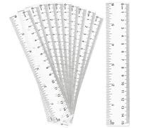 Righello in plastica trasparente, 10 righelli dritti da 15,7 cm, in plastica trasparente, strumento di misurazione per studenti, scuola, bambini, aula e forniture per ufficio