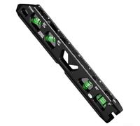 Righello magnetico in solido alluminio pressofuso con bolle multi angolo 0 30 45 90 gradi trasparente vista superiore fiale scanalatura a V base per tubo per edilizia idraulica lavori elettrici (nero
