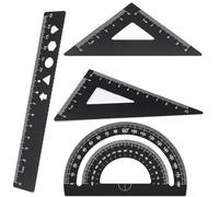 Righello Metallo,4 pezzi Righelli in Lega Matematica,Scala Righello,con righello da 15 cm,goniometro e 2 pezzi Triangolare Scala Righello,per studenti,insegnanti,architetti,ingegneri (nero)