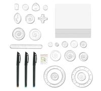 Righello modello di disegno, righello di misurazione modello di disegno geometrico - Righello con bordi irregolari,Set di righelli per con motivi Graffiti con 22 righelli, 3 penne, plastilina