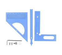 Righello multifunzionale regolabile quadrato con angolo puntatore semicircolare per la lavorazione del legno per falegname Lega di alluminio metrica (Blu)