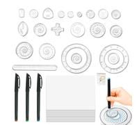 Righello per la creazione di modelli, righello per modelli di disegno,Strumento righello da disegno | Il set di righelli con motivo Graffiti per scrapbooking contiene 22 righelli, 3 penne, plastilina,