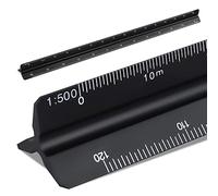 Righello per scala architettonica, righello in scala triangolare in alluminio metrico 1:100, 1:200, 1:250, 1:300, 1:400, studenti, disegnatori e ingegneri-nero