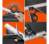 Righello per squadra combinata da 300 mm, squadra in metallo multifunzione, strumento per carpentiere