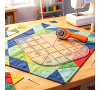 Righello per trapuntatura ad angolo curvo, modello da cucito in acrilico da | Raggi da 1,5, 2 e 7,6 cm, segni di 45 e 90 gradi, trasparente, linee a griglia, taglio tessuto, patchwork