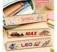 Righello personalizzato con nome, righello scolastico personalizzato, forniture scolastiche carine, regalo di cancelleria per il ritorno a scuola, adatto per ragazzi e ragazze, design unicorno arcobal