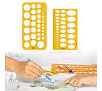 Righello Plastica, Modelli di Disegno Geometrico, Righello Geometrico, Disegno Righelli, Modello Cerchio, Stencil da Disegno Geometrico per Disegno, Ingegneria, Bozze, Edilizia, 2 Pezzi(Giallo)
