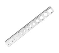 Righello professionale in acciaio inox con fori rotondi e quadrati, resistenza agli errori di precisione da 0,5 mm, struttura in metallo resistente, strumento di misurazione multifunzionale per