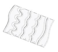 Righello professionale per trapuntatura in acrilico, 5 modelli di design a onda, guida trasparente per trapuntatura, sartoria e artigianato in tessuto