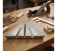 Righello quadrato da 22,5° a 90°, strumento di layout triangolare in metallo spesso con flangia lunga in ipotenusa per saldatura, incorniciatura, taglio tubi e lavorazione dei metalli, argento (grande