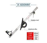 Righello regolabile Multi combinazione 300mm / 600mm Righello ad angolo quadrato Set di misurazione Righello universale Strumenti for goniometro ad angolo retto Strumenti per la lavorazione del legno(