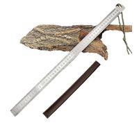 Righello resistente in acciaio inossidabile con scale in pollici e cm, strumento di misurazione multifunzionale per casa, auto e sicurezza personale, con custodia (argento, 5 mm)