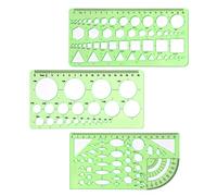 Righello Stencil 3 Pezzi in Plastica - Scala Chiara, Misura Precisa, 3 Stili Diversi - per Geometria, Disegno, Ufficio, Scuola