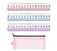 Righello Trasparente Da 3 Pezzi, Astuccio In Rete Da 1 Pezzo, Righello Per Bambini, Mini Righello, Righello A Doppia Scala, Righello Di Misurazione Infrangibile Da 15 Cm
