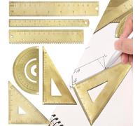 Righello triangolare goniometro strumenti di misurazione in ottone per mini design retrò per cartografia disegno accurato studio e disegno misure (F)