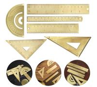 Righello triangolare goniometro strumenti di misurazione in ottone per mini design retrò per cartografia disegno accurato studio e disegno misure (E)