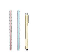 Righello Triangolare in Alluminio Righello triangolare da 30 cm 1:20-1:500 diritto in plastica Architetto metrico Ingegnere Strumento di misura for redazione accurata(2Pcs Mix Set)
