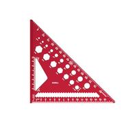 Righello triangolare in lega di alluminio rosso da 7 pollici multifunzione strumento di marcatura per la misurazione della lavorazione del legno e calcolo angolato righello antiscivolo marcatura