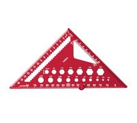 Righello triangolare in lega di alluminio rosso da 7 pollici multifunzione strumento di marcatura per la misurazione della lavorazione del legno e calcolo angolato righello antiscivolo marcatura