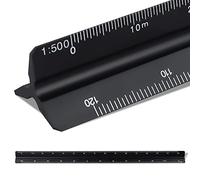 Righello triangolare in metallo per architetti, 30 cm, scala 1:100, 1:200, 1:250, 1:300, 1:400, 1:500 (nero)