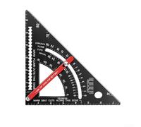 Righello triangolare regolabile in lega di alluminio da carpentiere, 17,8 cm, con goniometro, strumento di misurazione in legno per tetti, cornici e tagli obliqui, scala a basso riflesso, nero (17,8