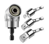 Right Angle Drill Adapter 1/4, 3/8, 1/2inch Grade Socket Set, 4.13x2.76x1.18in Packing Size, Versatile 105 Degree Screwdriver Rotatable Hex Shank