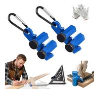 Right-Angle Ruler Clamp, Framing Square Attachment Jigs with Carabiner and Holder, for Carpentry & Circular Saw, Anti-Slip, Secure & High-Profile, Improves Precision (Blue +Blue)