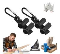 Right-Angle Ruler Clamp, Framing Square Attachment Jigs with Carabiner and Holder, for Carpentry & Circular Saw, Anti-Slip, Secure & High-Profile, Improves Precision (Black +Black)