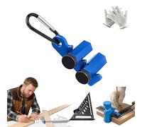 Right-Angle Ruler Clamp, Framing Square Attachment Jigs with Carabiner and Holder, for Carpentry & Circular Saw, Anti-Slip, Secure & High-Profile, Improves Precision (Blue)