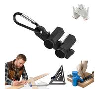 Right-Angle Ruler Clamp, Framing Square Attachment Jigs with Carabiner and Holder, for Carpentry & Circular Saw, Anti-Slip, Secure & High-Profile, Improves Precision (Black)