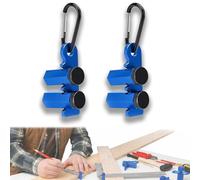 Right-Angle Ruler Clamp, Framing Square Attachment Jigs with Carabiner and Holder, Stair Gauges for Framing Square Support, Hexagonal Stable Lock with Holder & Hook (Blue2)